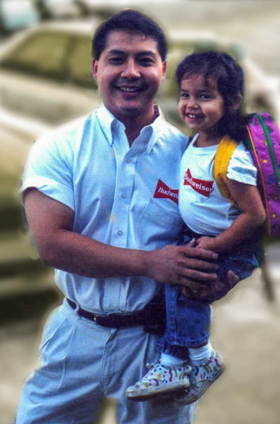 Me & My Daughter, Sumalee, when I worked for Budweiser in Birmingham Alabama, first as a sign painter and then POS marketing manager ... Circa 1995 - 2 Buds! Krisada with daughter, Sumalee (3 yrs old) 1995